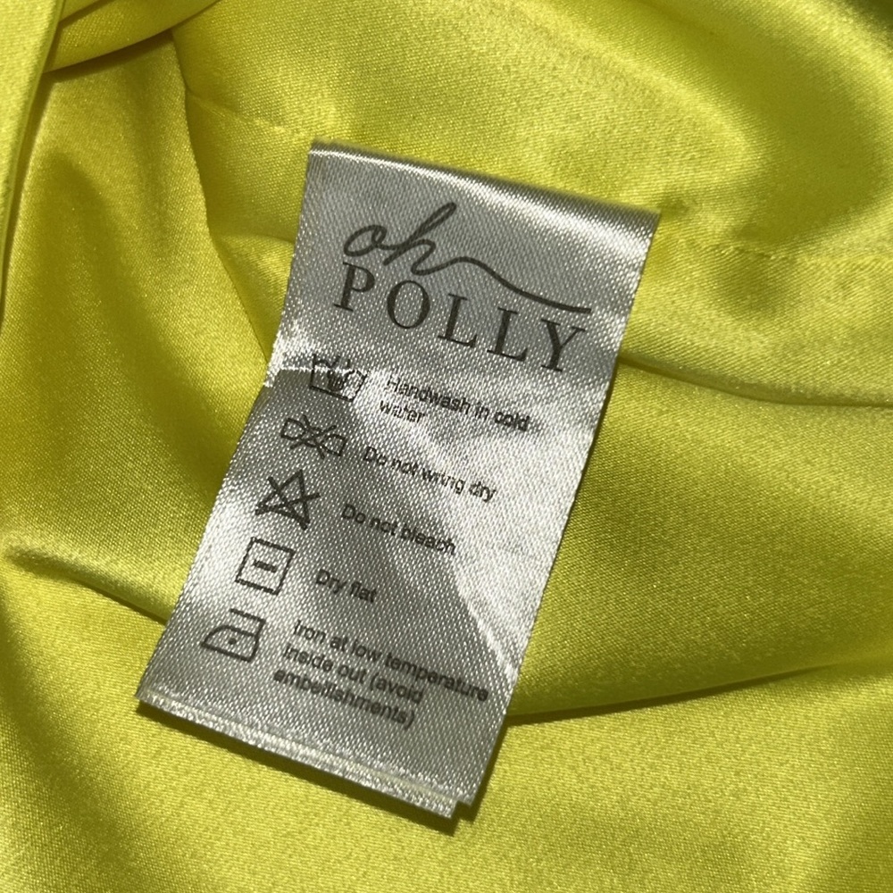 oh POLLY ‘Ahead Of The Curve' Underwired Satin Mini Dress in Neon Yellow - Picture 13 of 16